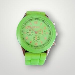 NWOT Geneva Lime Green Casual Jelly Watch with Gold Settings